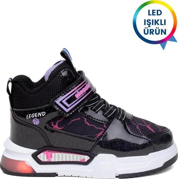 Ayakkabı Fuarı Elit Ascnk042 Patik Kız Çocuk Hi Sneaker Siyah - Lila - Image 1