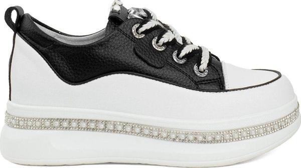 Guja 24K308-1 Kadın Hakiki Deri Kalın Taban Sneaker Siyah - Image 1