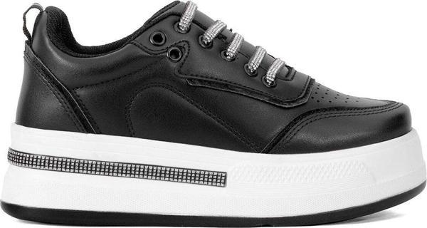 Ayakkabı Fuarı Elit Ysflt319C Kadın Klasik Sneaker Siyah - Beyaz - Image 1
