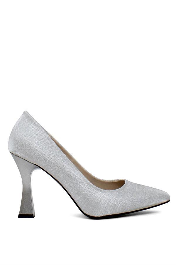 Ayakkabı Fuarı Elit Mst1344T Kadın Stiletto Ayakkabı Gümüş - Image 1