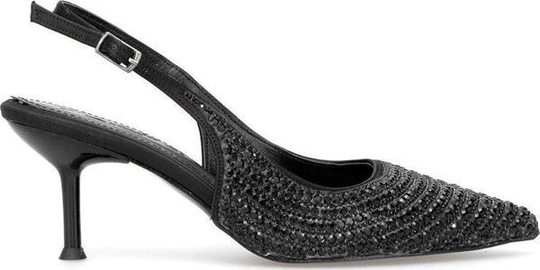 Ayakkabı Fuarı Elit Pm486 K210-1 Kadın Taşlı Klasik Topuklu Ayakkabı Siyah - Image 1