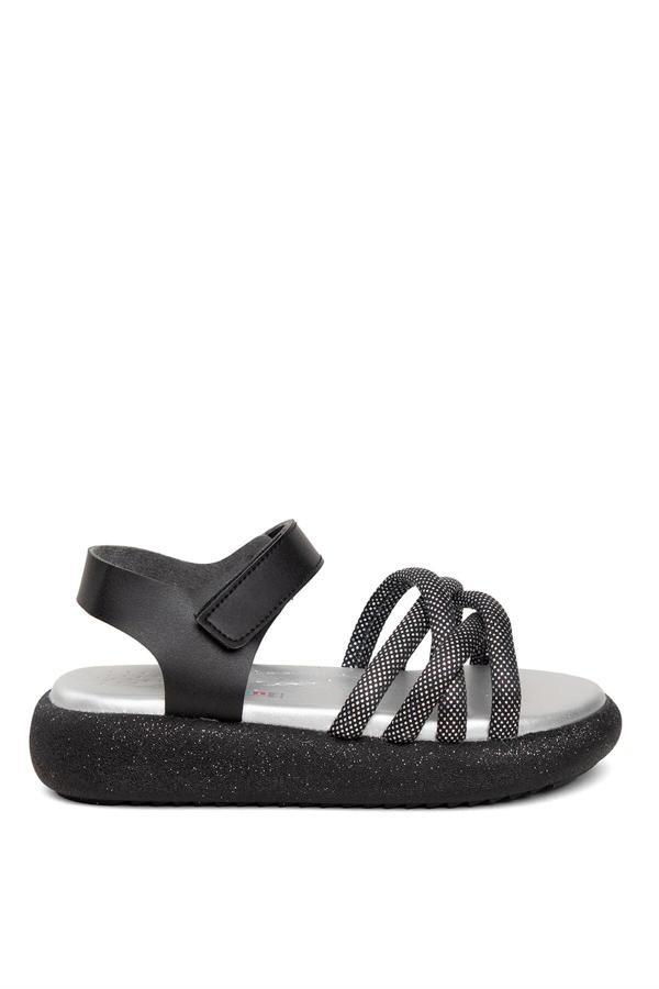Minican Şa F 006 Filet Kız Çocuk Düz Sandalet Siyah - Image 1