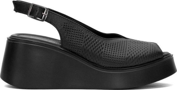 Pierre Cardin Pc-54587 Kadın Hakiki Deri Dolgu Topuk Sandalet Siyah - Image 1