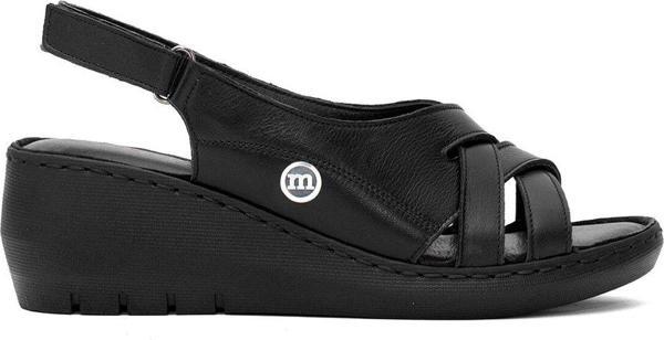 Mammamia D25Ys-2510 Kadın Hakiki Deri Dolgu Topuk Sandalet Siyah - Image 1