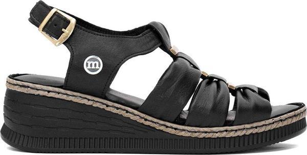 Mammamia D25Ys-2545 Kadın Hakiki Deri Dolgu Topuk Sandalet Siyah - Image 1