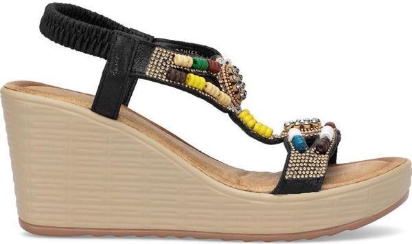 Guja 25Y155-1 Kadın Taşlı Dolgu Topuk Sandalet Siyah - Image 1