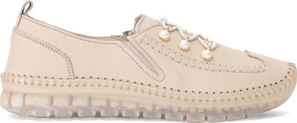 Voyager Y9871 Kadın Hakiki Deri Ortopedik Casual Ayakkabı Bej - Image 1