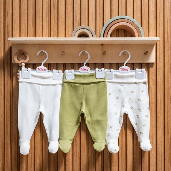 Tiffany Baby Green Plant Theme 3'lü Patikli Pantolon 48007 - Image 1