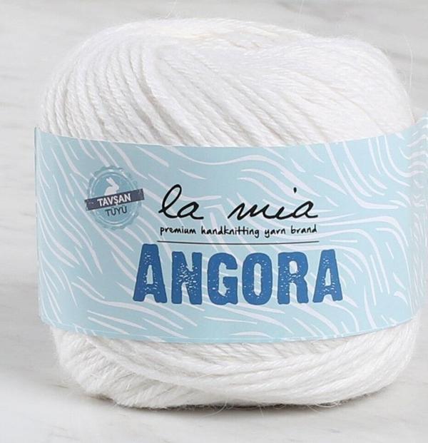 La Mia Angora 50gr Beyaz El Örgü İpi - L001 - 33804 - Image 1