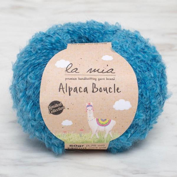 La Mia Alpaca Boucle 50 Gr Mavi El Örgü İpi - L339 - 34390 - Image 1