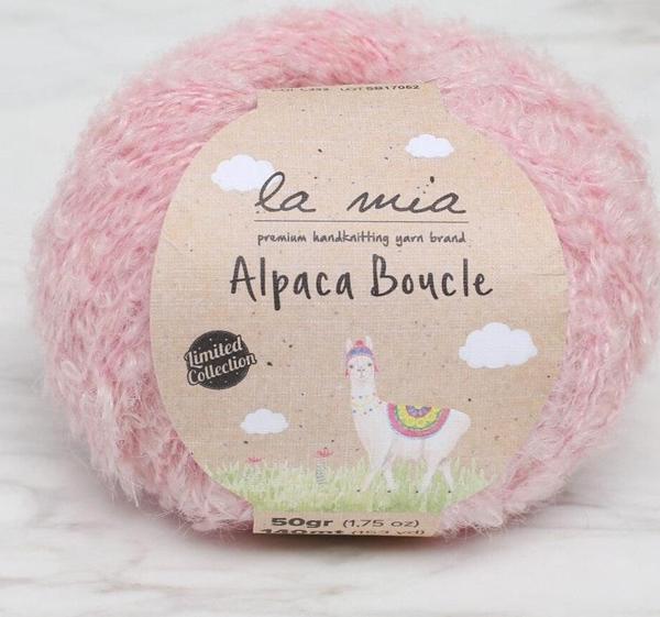 La Mia Alpaca Boucle 50 Gr Pembe El Örgü İpi - L332 - 34387 - Image 1