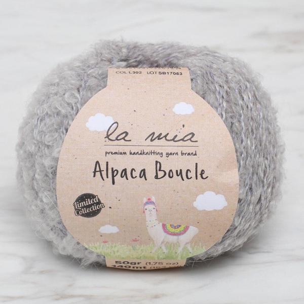 La Mia Alpaca Boucle 50 Gr Gri El Örgü İpi - L302 - 34385 - Image 1