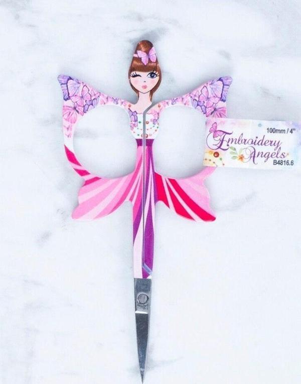  Kelebek Modelli Desenli Makas Pembe - B4816. - Image 1