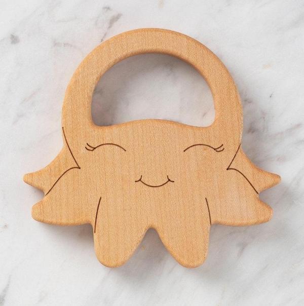 Hobi Baby Ahtapot Figürlü Organik Ahşap Diş Kaşıyı - Image 1
