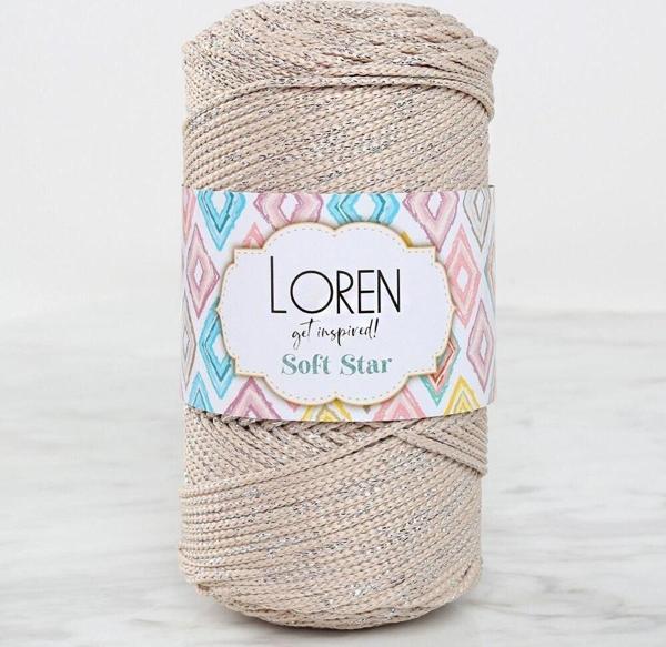  Soft Star Makrome İpi Gümüş Simli Bej RM101 - Image 1