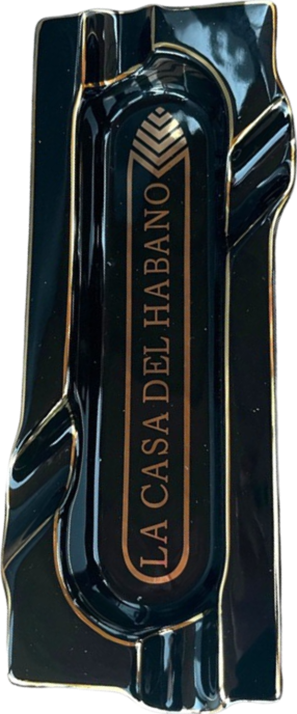 La Casa Del Habano Siyah Porselen Dörtlü Puro Küllüğü - Image 1