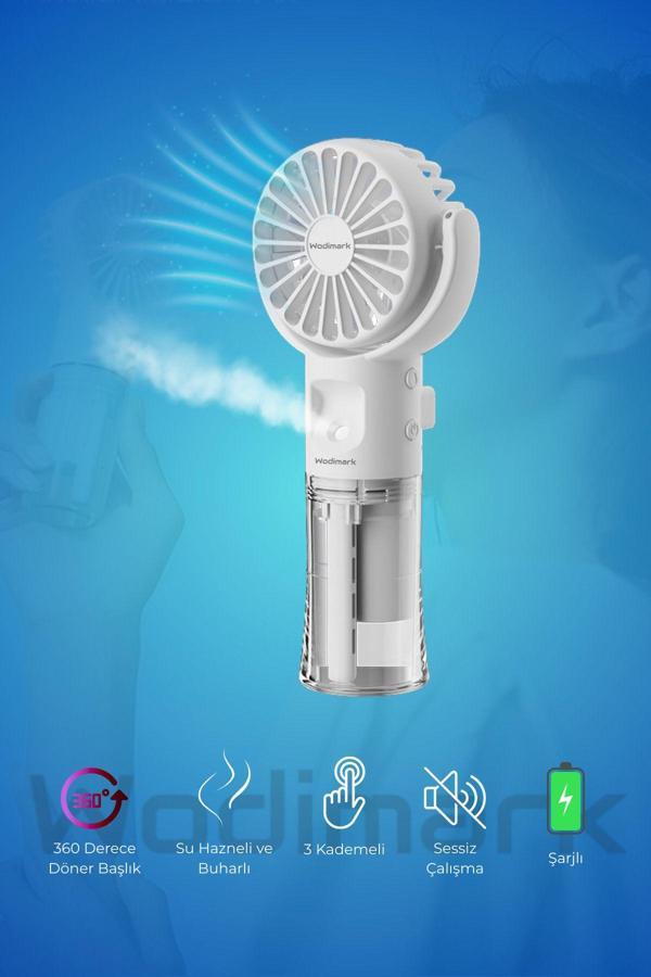Wodimark El Tipi Sulu Buharlı Fan Şarjlı Vantilatör Mini Masaüstü El Fan Taşınabilir 3 Kademeli Usb Pervane - Image 1