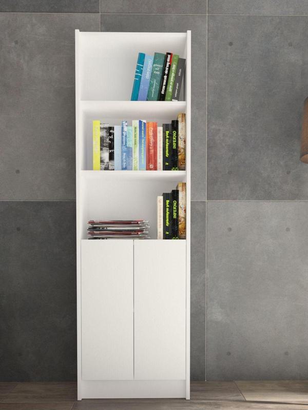 Yeti Mobilya Flat56 Kitaplık 2 Kapaklı Kütüphane Beyaz - Image 1