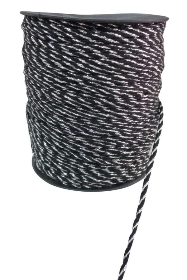 Bileklik ipi, Hediye Paketleme ipi, Şans, Bereket, Aşk, Şifa, Güç 5 mm Pamuk  5 metre Siyah - Image 1