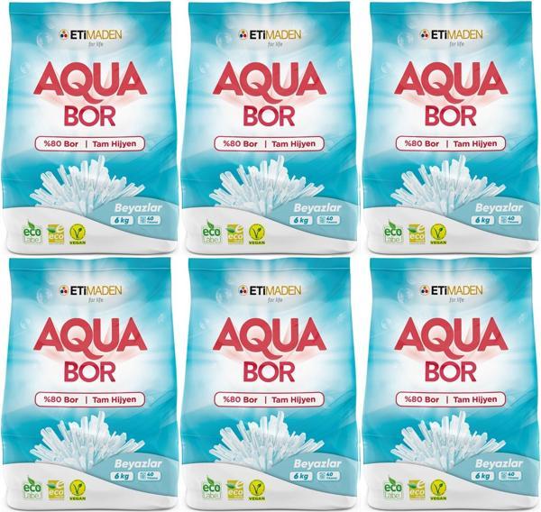 AquaBor Matik Toz Çamaşır Deterjanı 36KG (Beyazlar İçin) 240 Yıkama (6PK*6KG) - Image 1