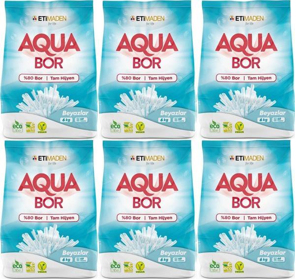 AquaBor Matik Toz Çamaşır Deterjanı 36KG (Beyazlar İçin) 240 Yıkama (6PK*6KG) - Image 1