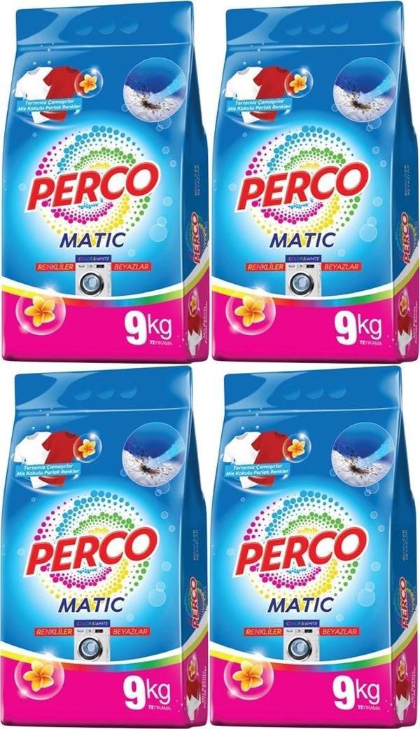 Perco Matik Toz Çamaşır Deterjanı 36KG Beyazlar ve Renkliler Tüm Çamaşırlar (288 Yıkama) (4PK*9KG) - Image 1