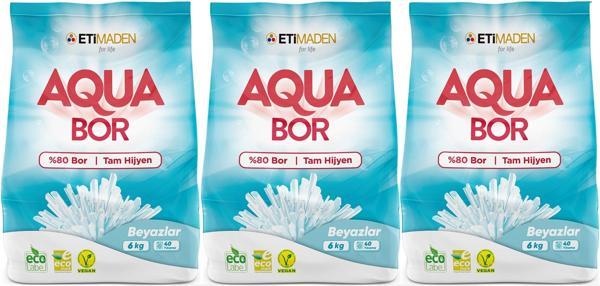 AquaBor Matik Toz Çamaşır Deterjanı 18KG (Beyazlar İçin) 120 Yıkama (3PK*6KG) - Image 1