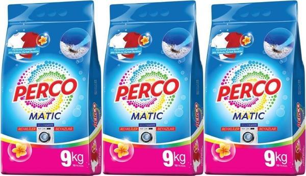 Perco Matik Toz Çamaşır Deterjanı 27KG Beyazlar ve Renkliler Tüm Çamaşırlar (216 Yıkama) (3PK*9KG) - Image 1