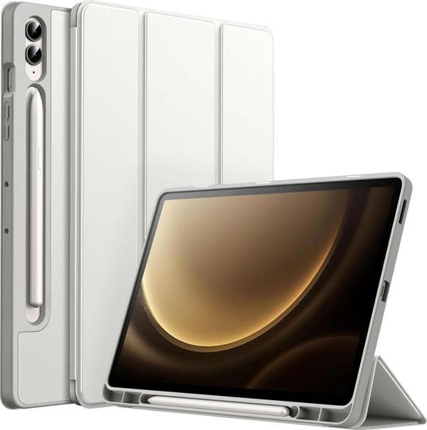 Samsung Galaxy Tab S9+ Fe Plus 12.4 Uyumlu Kılıf Uyku Modlu Pu Deri Arkası Silikon Kalem Bölmeli - Image 1
