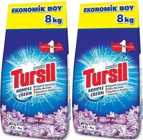Tursil Matik Toz Çamaşır Deterjanı 16KG Leylak Bahçesi (106 Yıkama) Renkli/Beyazlar (2PK*8KG) - Image 1