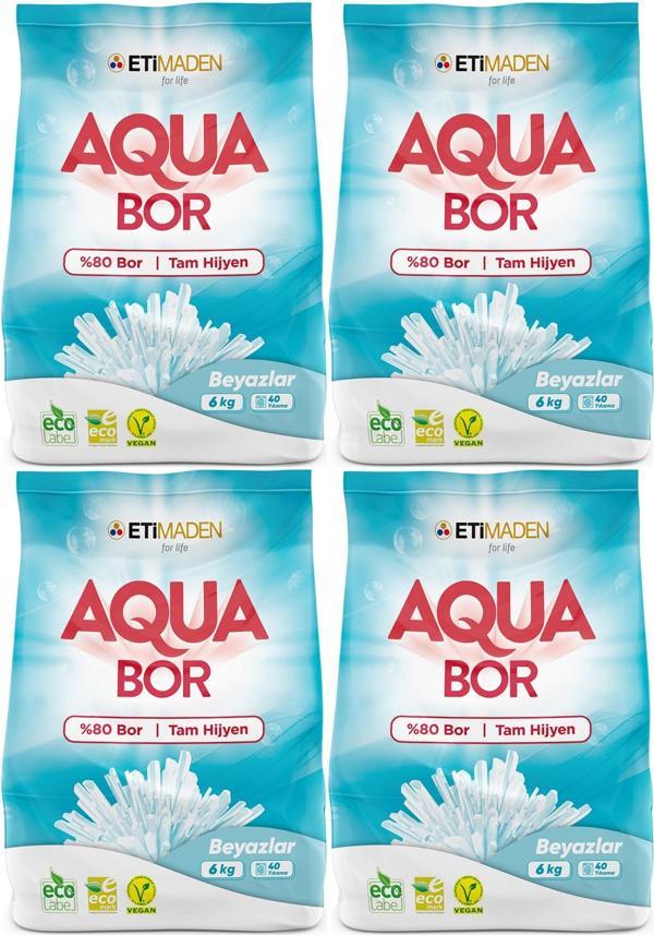 AquaBor Matik Toz Çamaşır Deterjanı 24KG (Beyazlar İçin) 160 Yıkama (4PK*6KG) - Image 1