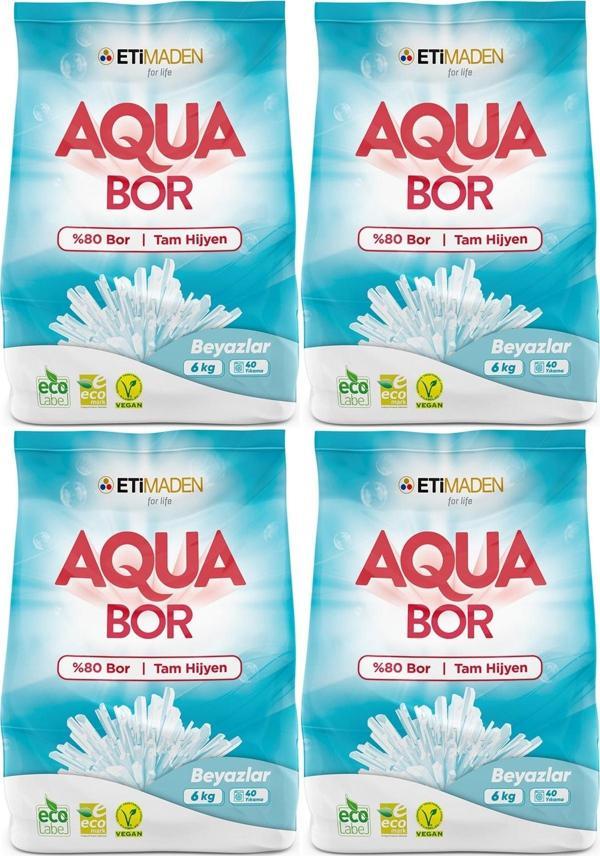 AquaBor Matik Toz Çamaşır Deterjanı 24KG (Beyazlar İçin) 160 Yıkama (4PK*6KG) - Image 1