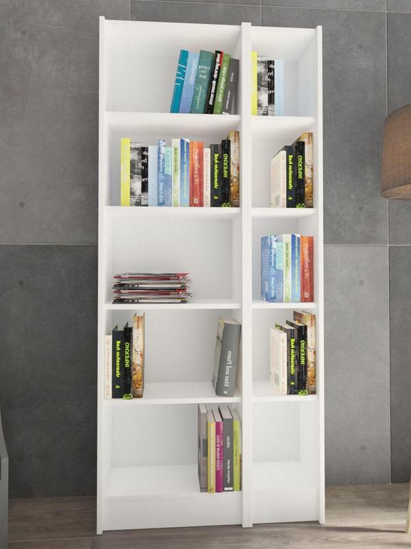 Yeti Mobilya Flat85 Kitaplık Kütüphane Çok Amaçlı Dolap Beyaz - Image 1
