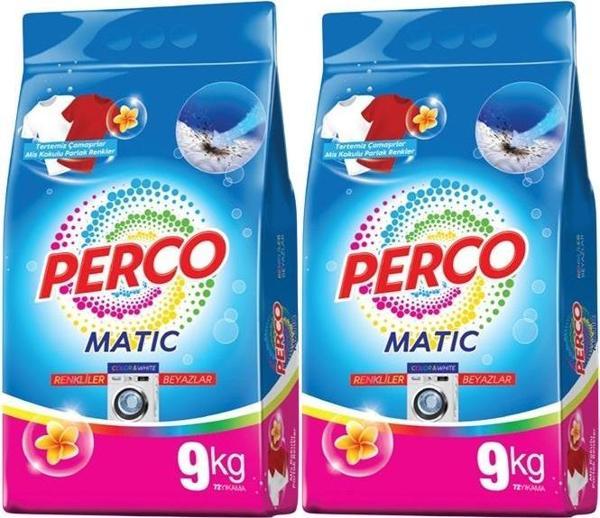 Perco Matik Toz Çamaşır Deterjanı 18KG Beyazlar ve Renkliler Tüm Çamaşırlar (144 Yıkama) (2PK*9KG) - Image 1