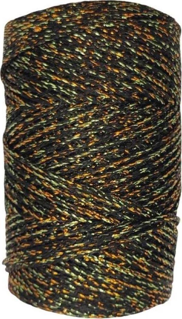 Makrome İpi 3mm  Polyester Siyah Altın Simli - Image 1
