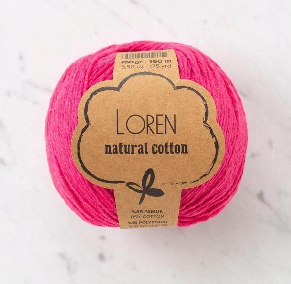  Natural Cotton Fuşya El Örgü İpi - R095 - 33909 - Image 1