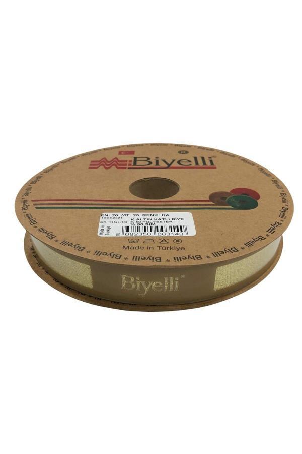 Biye Simli Katlı Ka Altın 2 cm 25 Metre %50 Simli % 50 Polyester - Image 1