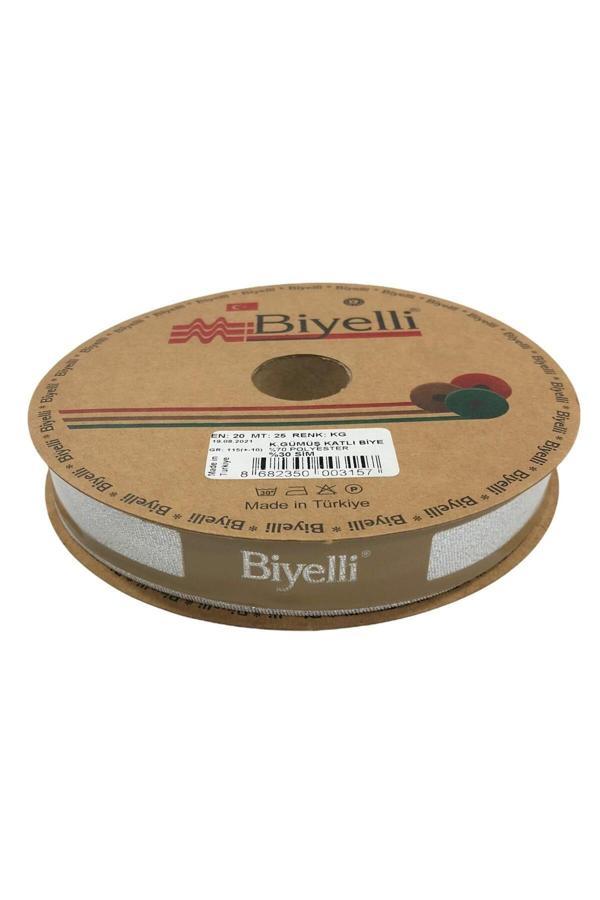 Biye Simli Katlı Kg Gümüş 2 cm 25 Metre %50 Simli % 50 Polyester - Image 1