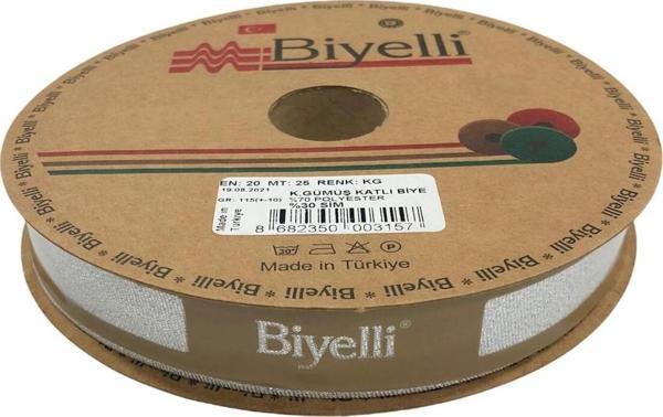 Biye Simli Katlı Kg Gümüş 2 cm 25 Metre %50 Simli % 50 Polyester - Image 1