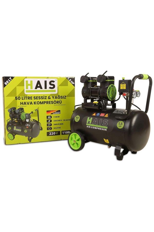 Hais 50 Litre Sessiz Yağsız Hava Kompresörü 1,5 Hp - Image 1