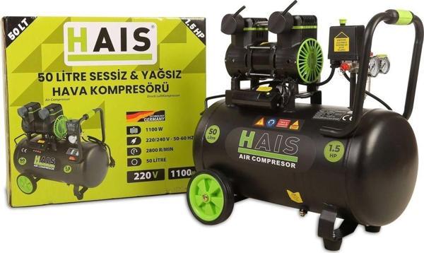 Hais 50 Litre Sessiz Yağsız Hava Kompresörü 1,5 Hp - Image 1