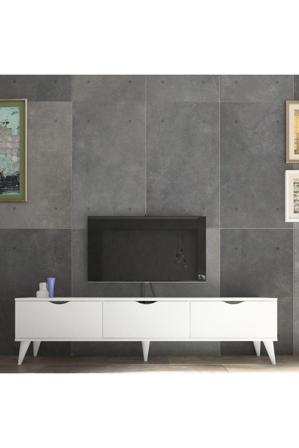Yeti Mobilya Sebu 180 Ayaklı Tv Sehpası Tv Ünitesi Beyaz - Image 1