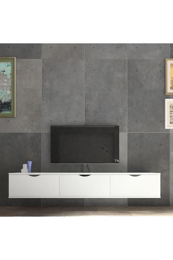 Yeti Mobilya Sebu 180 Tv Sehpası Tv Ünitesi Duvara Monte Beyaz - Image 1
