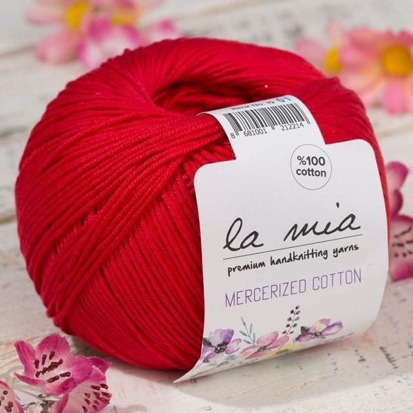 La Mia Mercerized Cotton Kırmızı El Örgü İpi - 19 - 33597 - Image 1