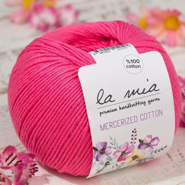 La Mia Mercerized Cotton Koyu Pembe El Örgü İpi - 35 - 33595 - Image 1