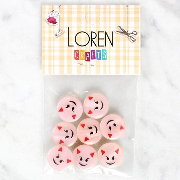  Crafts 8'li Gülen Yüz Düğme - 1023 - Image 1