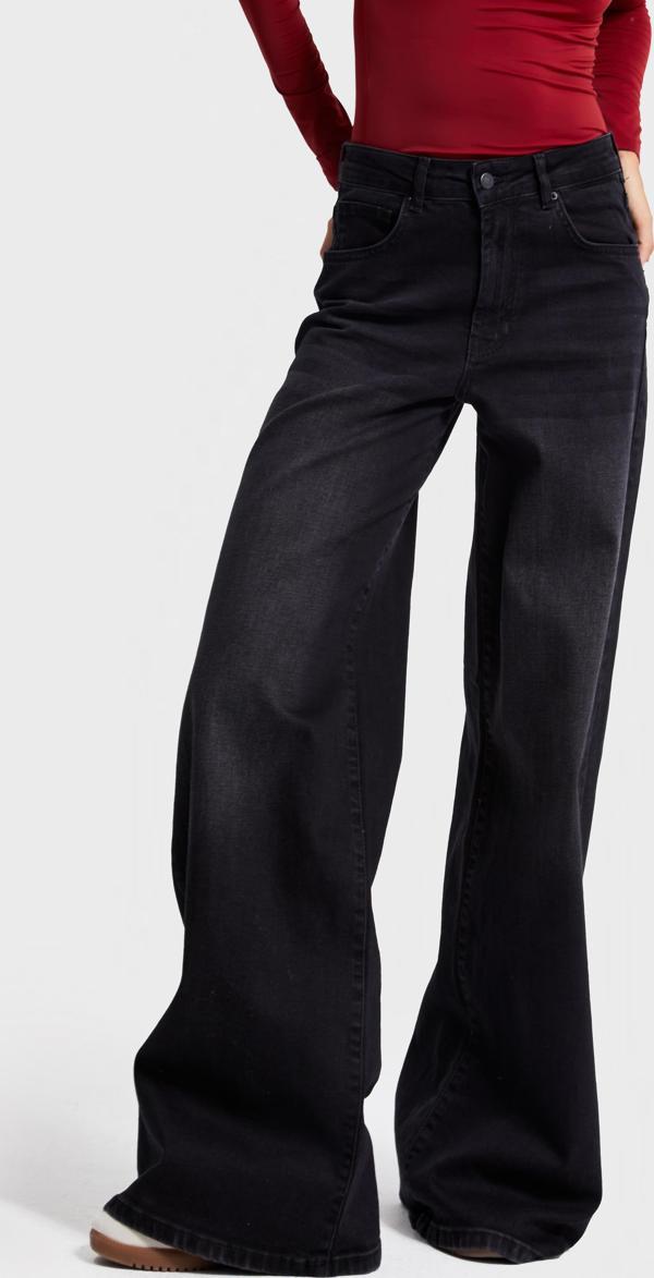 Kadın Füme Renk 2w5-1 Palazzo Fit Likralı Esnek Kumaş İç Boy 83cm Denim Jean - Image 1