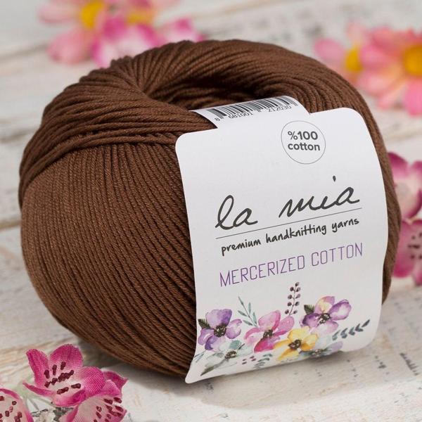 La Mia Mercerized Cotton Koyu Kahverengi El Örgü İpi - 228 - 33579 - Image 1