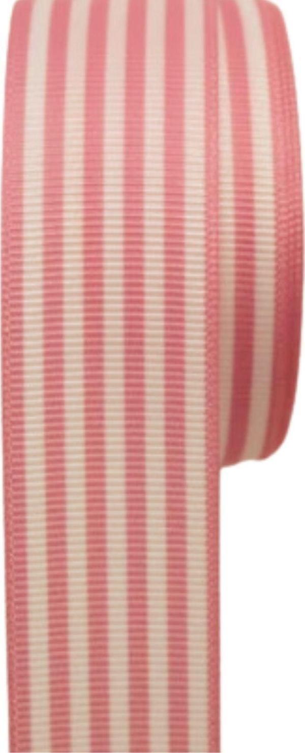 Tafta Çizgi Desen Kurdele 25 mm Pudra 1 Metre - Image 1