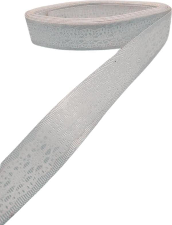 Tafta Dantel Görünümlü Kurdele Gri 25 mm 1 Metre - Image 1